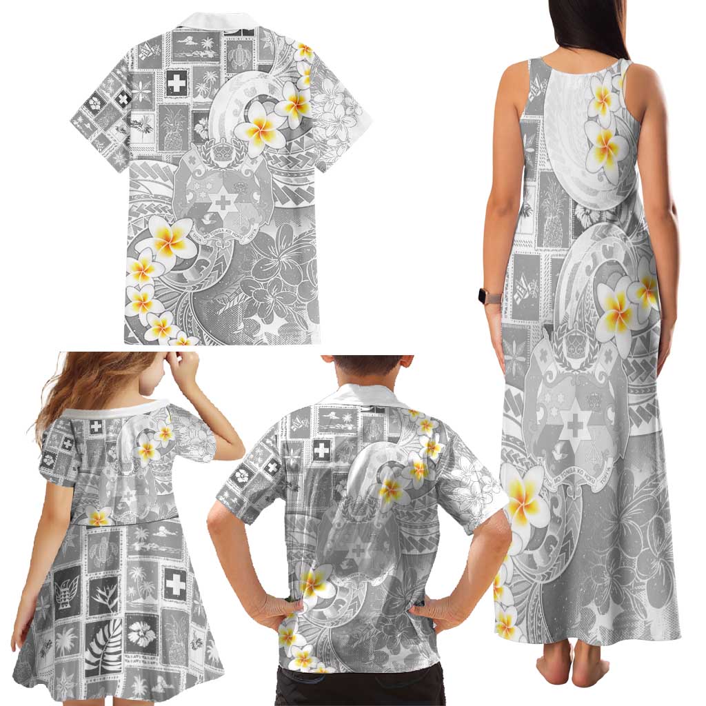 Tonga Christmas Family Matching Tank Maxi Dress and Hawaiian Shirt Kilisimasi Fiefia Retro Style White - Polynesian Pride