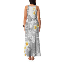 Tonga Christmas Family Matching Tank Maxi Dress and Hawaiian Shirt Kilisimasi Fiefia Retro Style White - Polynesian Pride