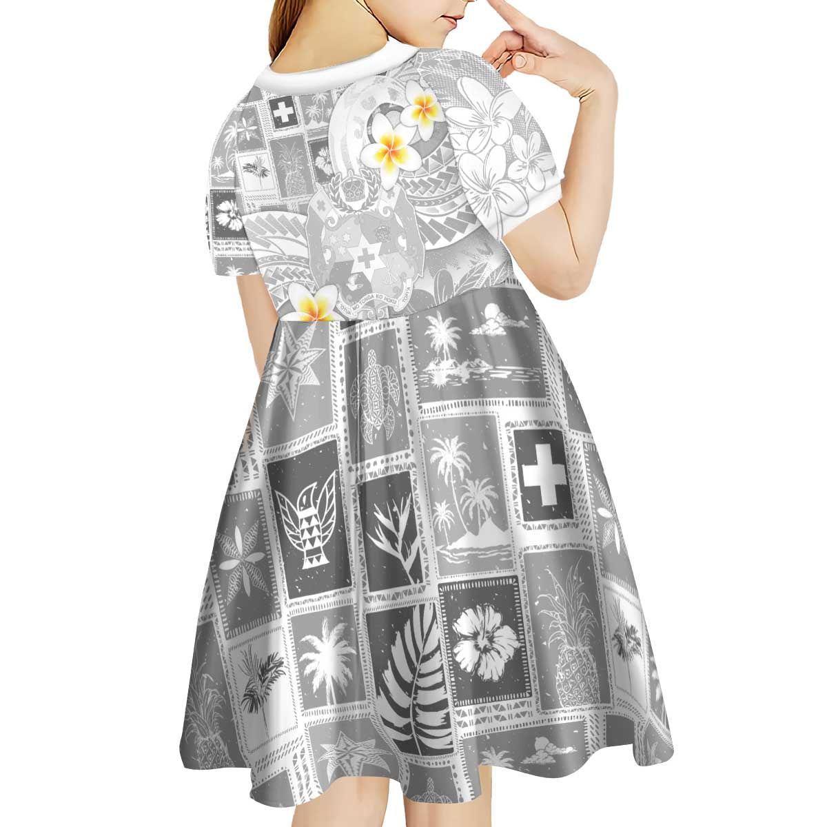 Tonga Christmas Kid Short Sleeve Dress Kilisimasi Fiefia Retro Style White - Polynesian Pride