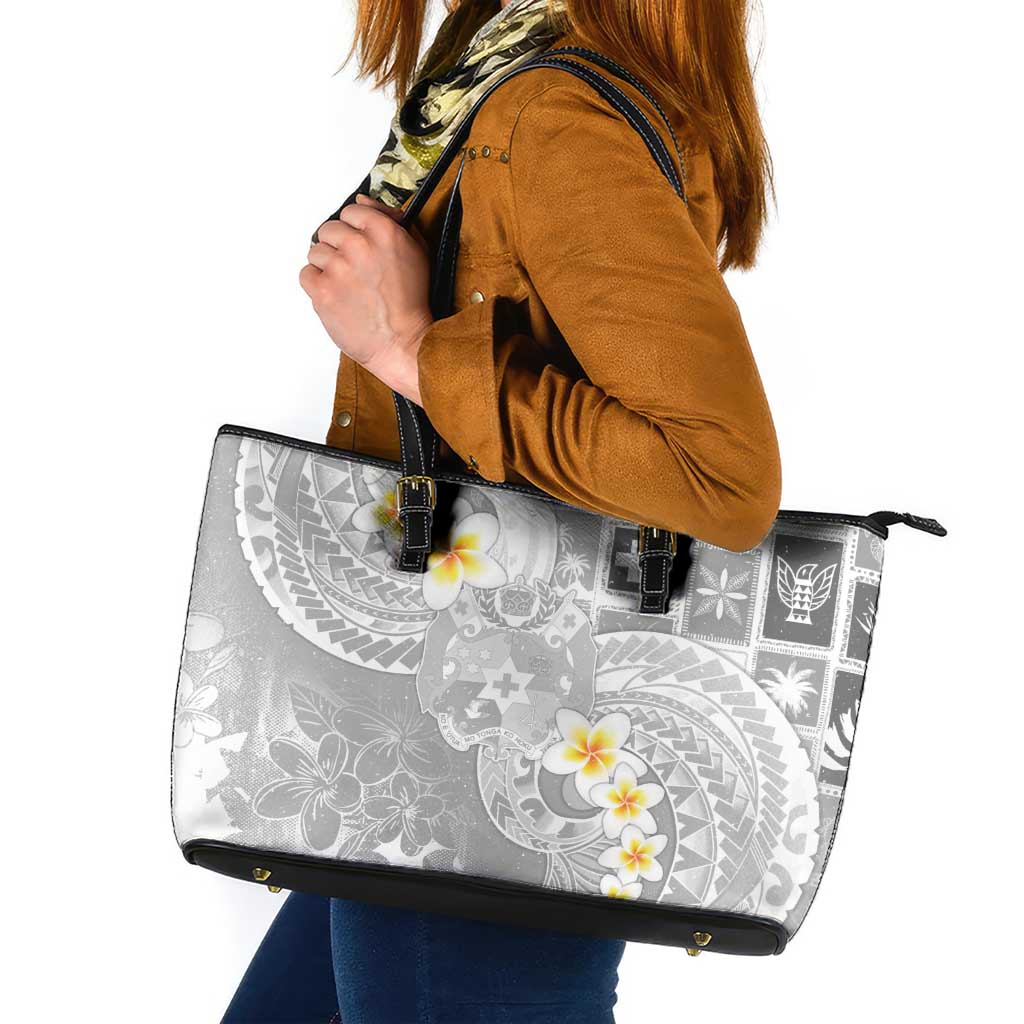 Tonga Christmas Leather Tote Bag Kilisimasi Fiefia Retro Style White - Polynesian Pride