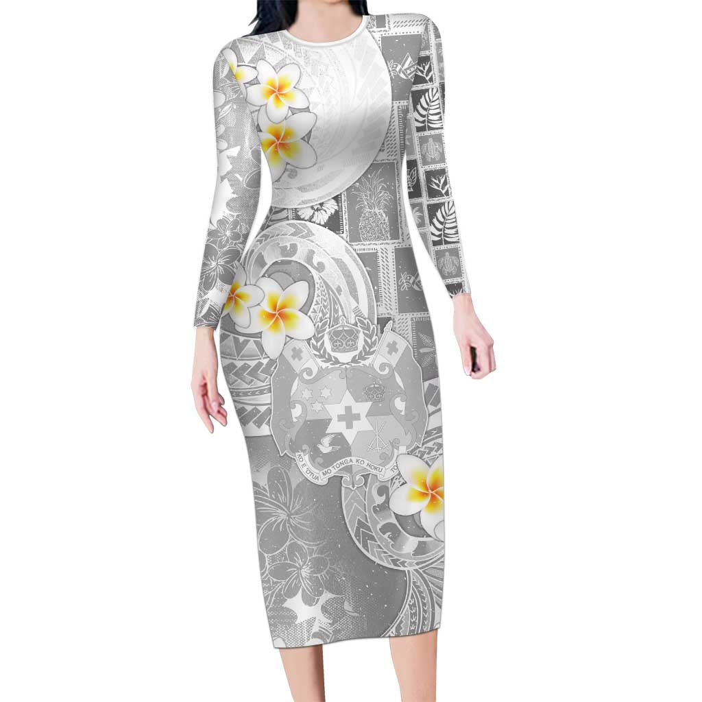 Tonga Christmas Long Sleeve Bodycon Dress Kilisimasi Fiefia Retro Style White - Polynesian Pride