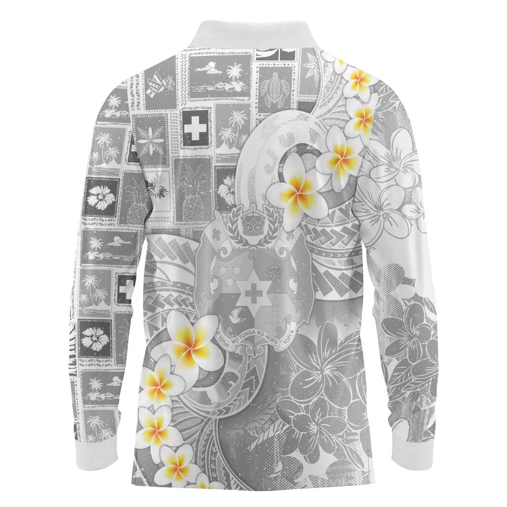 Tonga Christmas Long Sleeve Polo Shirt Kilisimasi Fiefia Retro Style White - Polynesian Pride