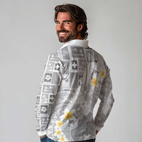 Tonga Christmas Long Sleeve Polo Shirt Kilisimasi Fiefia Retro Style White - Polynesian Pride