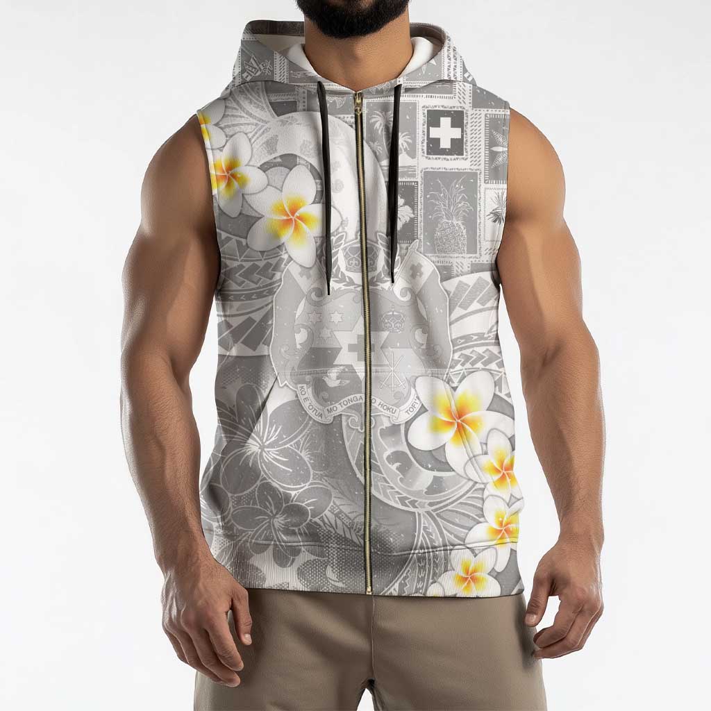 Tonga Christmas Sleeveless Zip Hoodie Kilisimasi Fiefia Retro Style White - Polynesian Pride