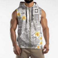 Tonga Christmas Sleeveless Zip Hoodie Kilisimasi Fiefia Retro Style White - Polynesian Pride