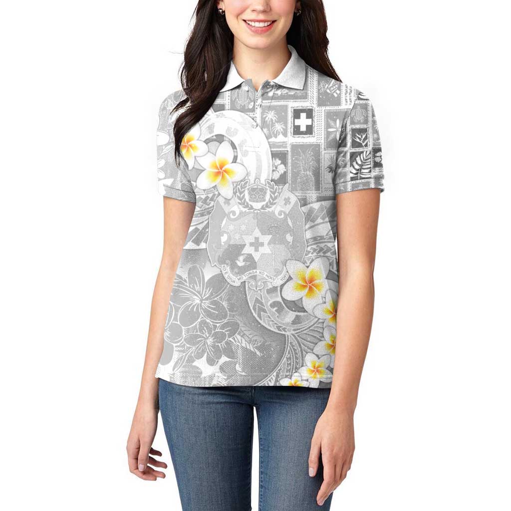Tonga Christmas Women Polo Shirt Kilisimasi Fiefia Retro Style White - Polynesian Pride
