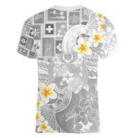 Tonga Christmas Women V-Neck T-Shirt Kilisimasi Fiefia Retro Style White - Polynesian Pride