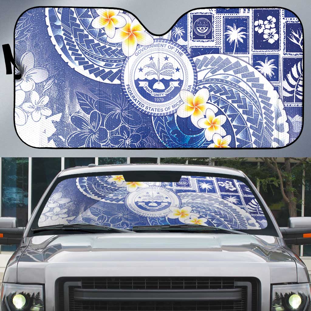 Federated States Of Micronesia Christmas Auto Sun Shade Retro Style Bright Version - Polynesian Pride
