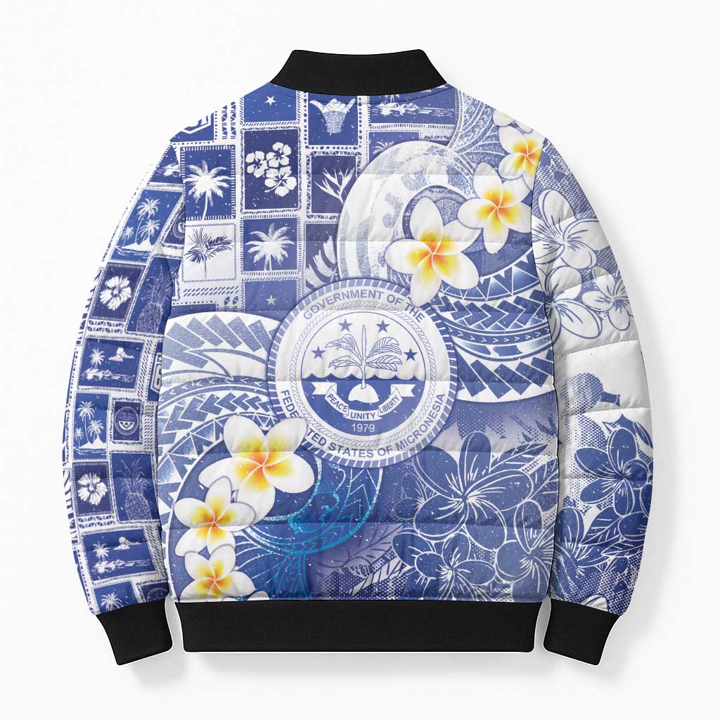 Federated States Of Micronesia Christmas Bomber Puffer Jacket Retro Style Bright Version - Polynesian Pride
