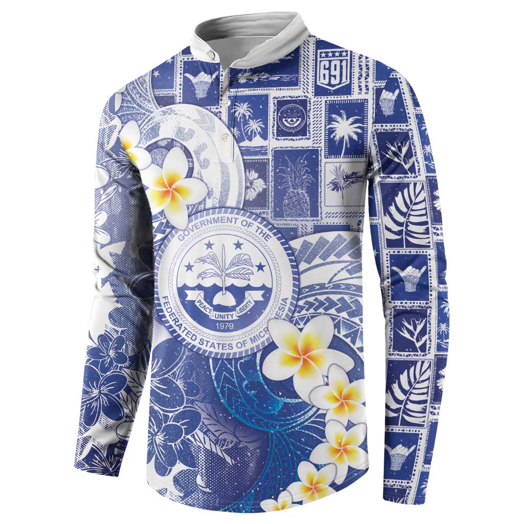 Federated States Of Micronesia Christmas Button Sweatshirt Retro Style Bright Version - Polynesian Pride