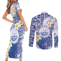 Federated States Of Micronesia Christmas Couples Matching Short Sleeve Bodycon Dress and Long Sleeve Button Shirt Retro Style Bright Version - Polynesian Pride