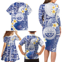 Federated States Of Micronesia Christmas Family Matching Long Sleeve Bodycon Dress and Hawaiian Shirt Retro Style Bright Version - Polynesian Pride
