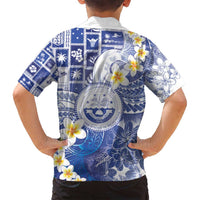 Federated States Of Micronesia Christmas Family Matching Off Shoulder Short Dress and Hawaiian Shirt Retro Style Bright Version - Polynesian Pride