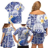 Federated States Of Micronesia Christmas Family Matching Off Shoulder Short Dress and Hawaiian Shirt Retro Style Bright Version - Polynesian Pride
