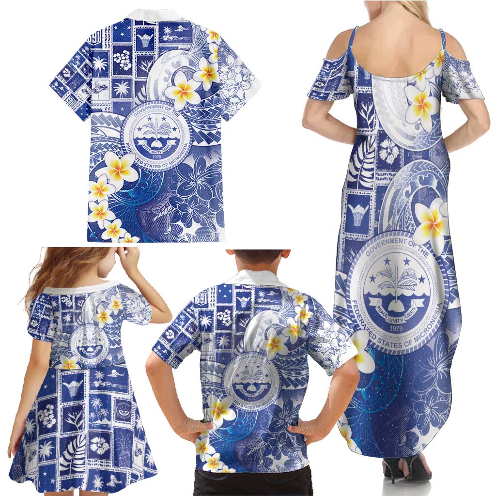 Federated States Of Micronesia Christmas Family Matching Summer Maxi Dress and Hawaiian Shirt Retro Style Bright Version - Polynesian Pride
