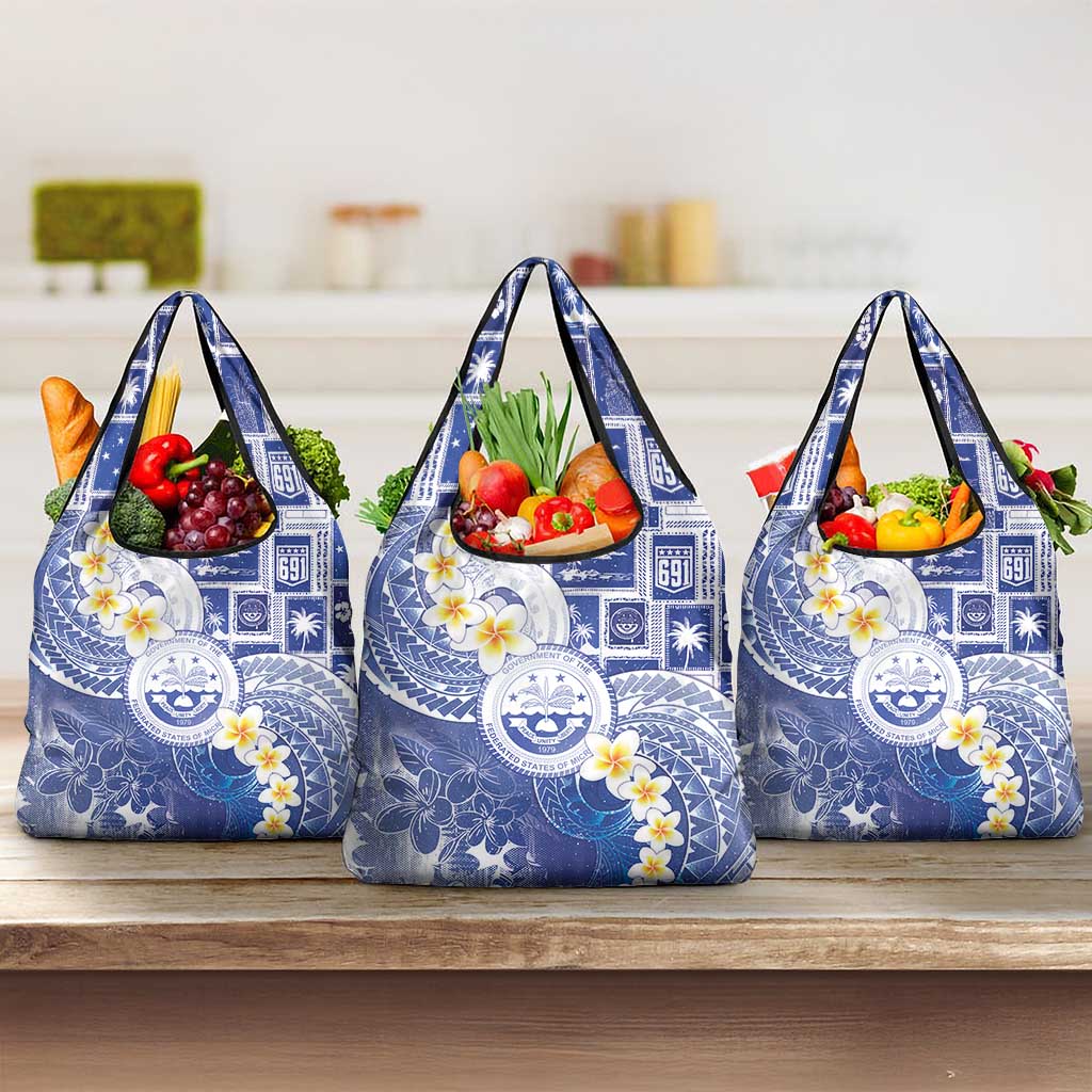 Federated States Of Micronesia Christmas Grocery Bag Retro Style Bright Version - Polynesian Pride