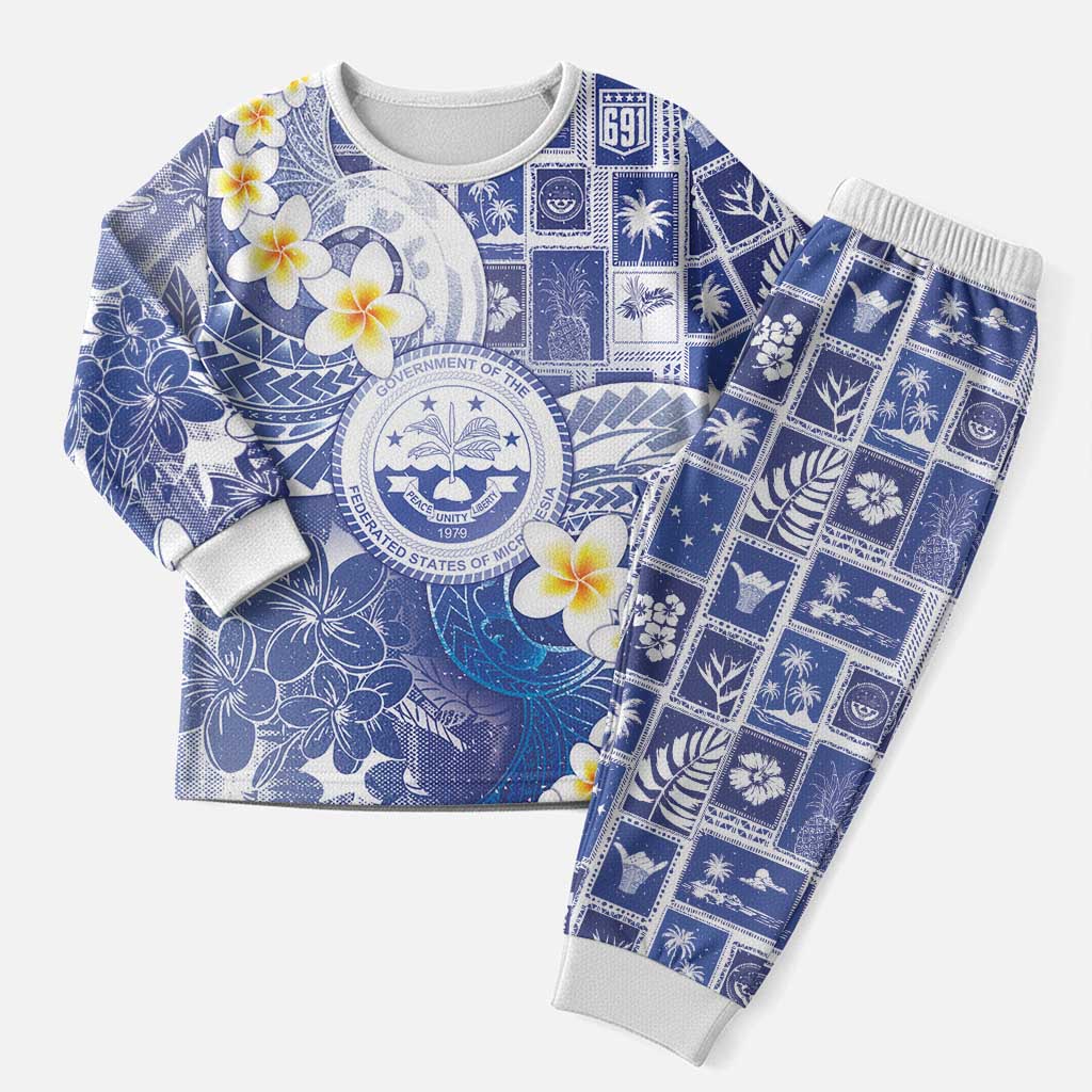 Federated States Of Micronesia Christmas Pajama Set Retro Style Bright Version - Polynesian Pride