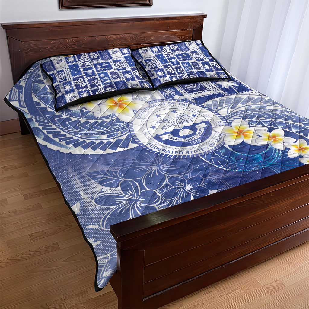 Federated States Of Micronesia Christmas Quilt Bed Set Retro Style Bright Version - Polynesian Pride