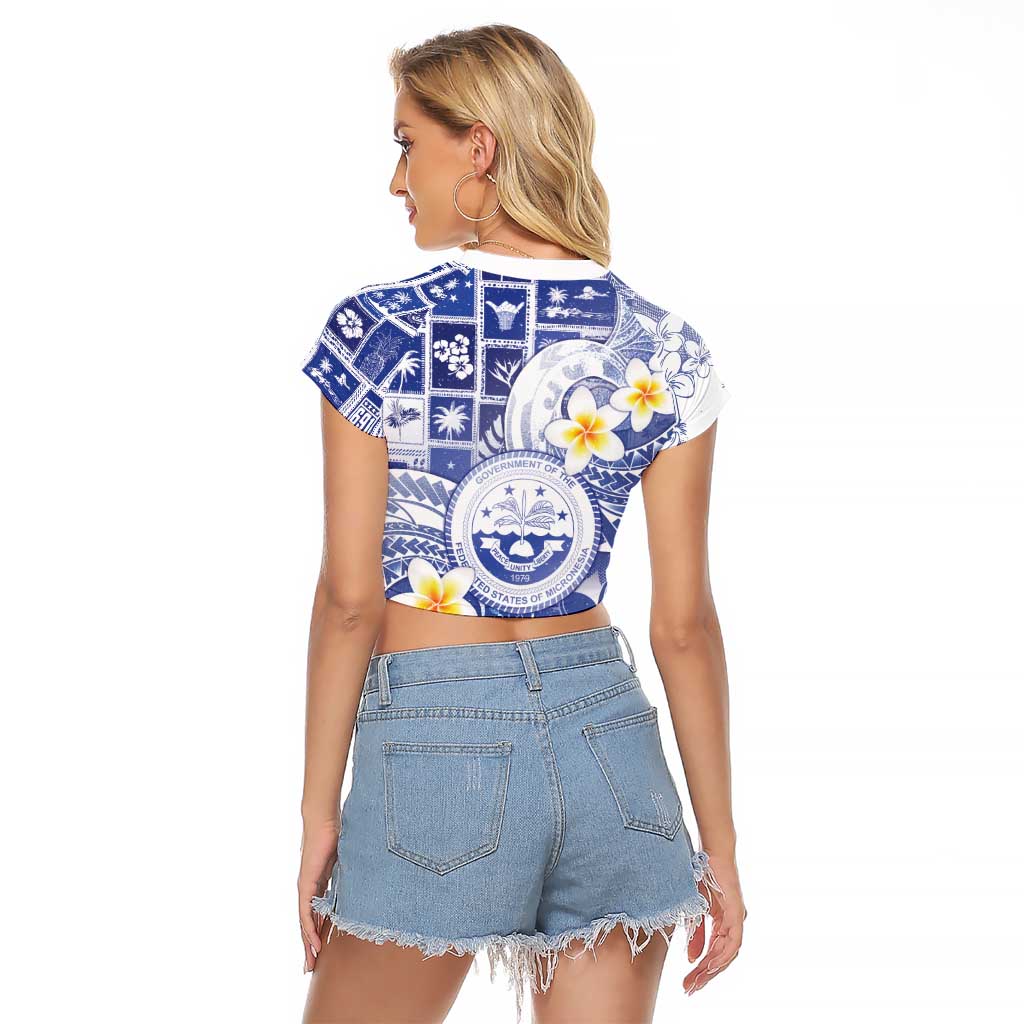 Federated States Of Micronesia Christmas Raglan Cropped T Shirt Retro Style Bright Version - Polynesian Pride