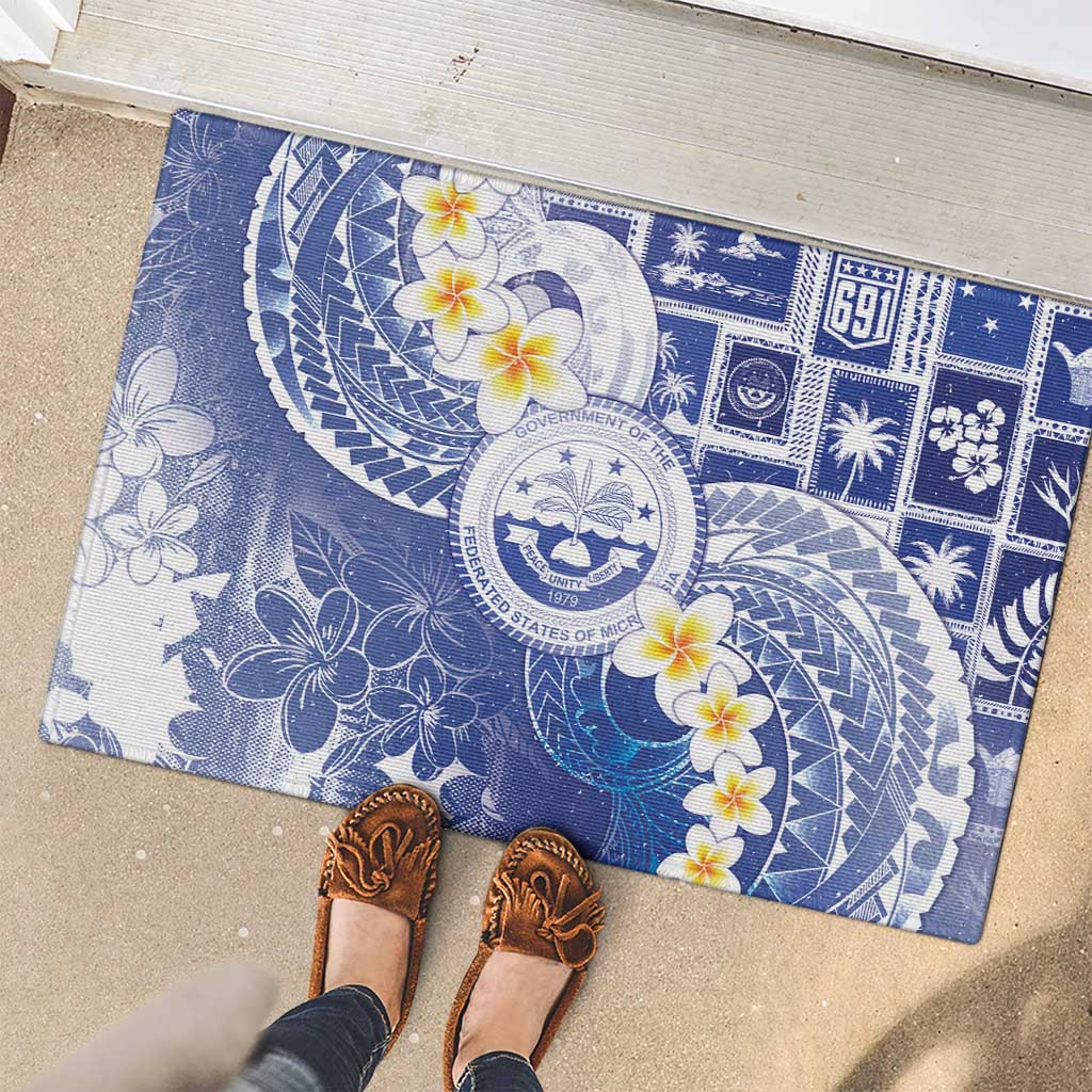 Federated States Of Micronesia Christmas Rubber Doormat Retro Style Bright Version - Polynesian Pride