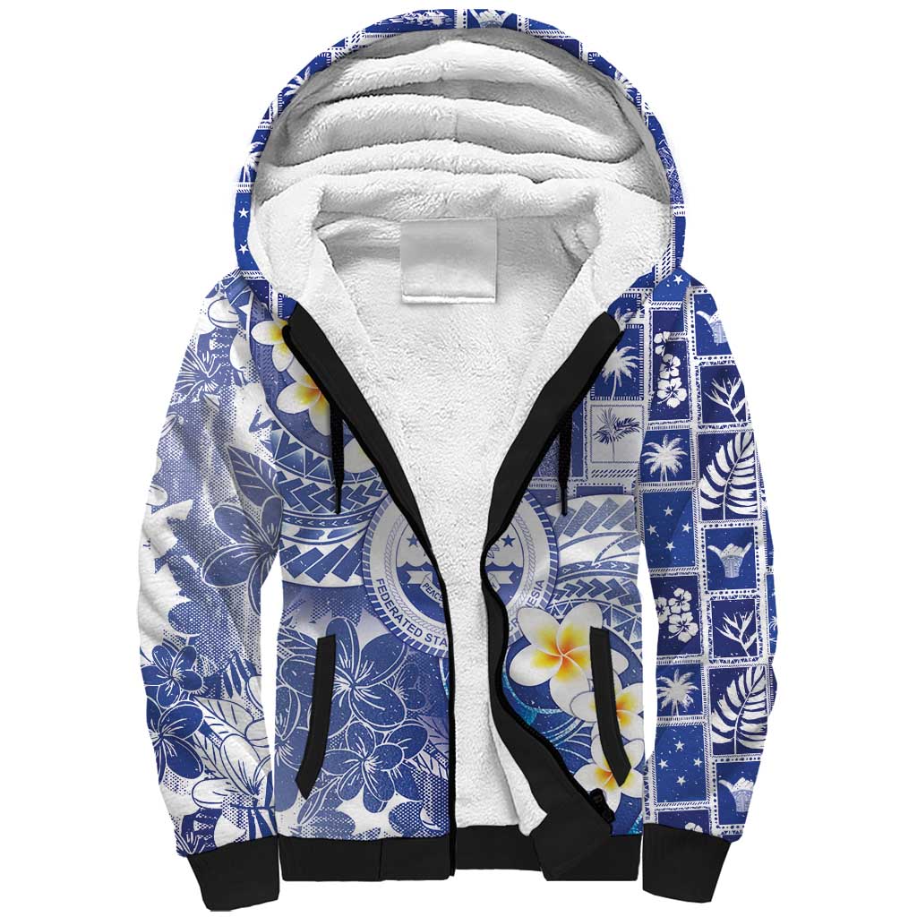 Federated States Of Micronesia Christmas Sherpa Hoodie Retro Style Bright Version - Polynesian Pride