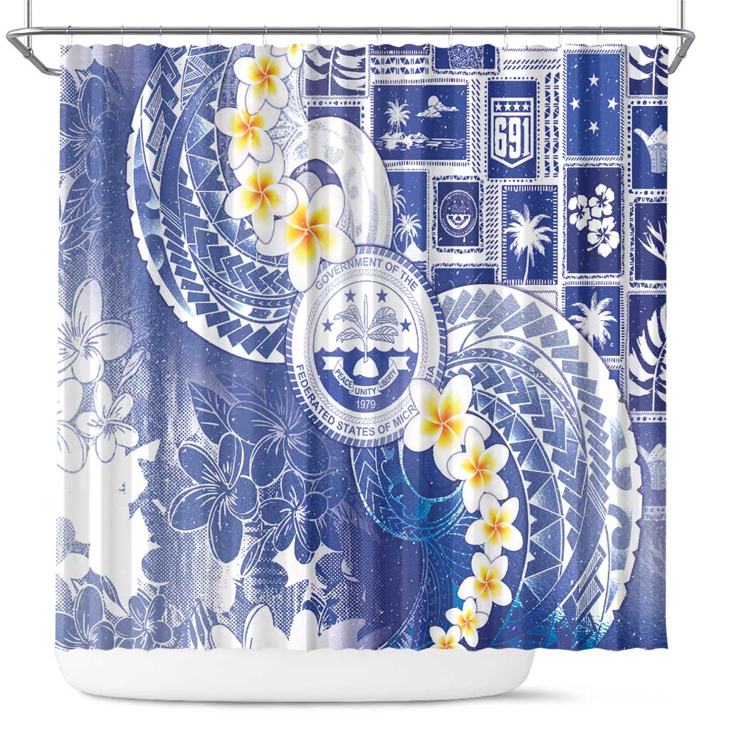Federated States Of Micronesia Christmas Shower Curtain Retro Style Bright Version - Polynesian Pride