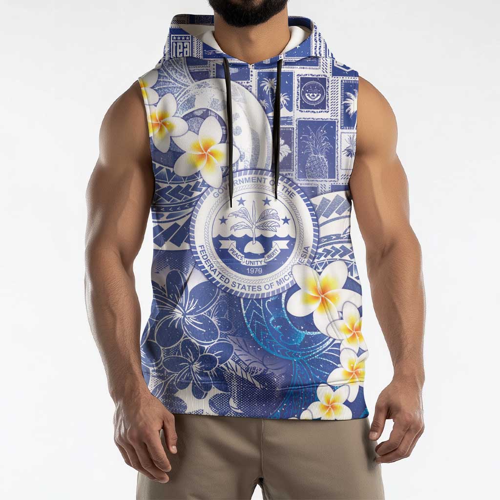 Federated States Of Micronesia Christmas Sleeveless Hoodie Retro Style Bright Version - Polynesian Pride
