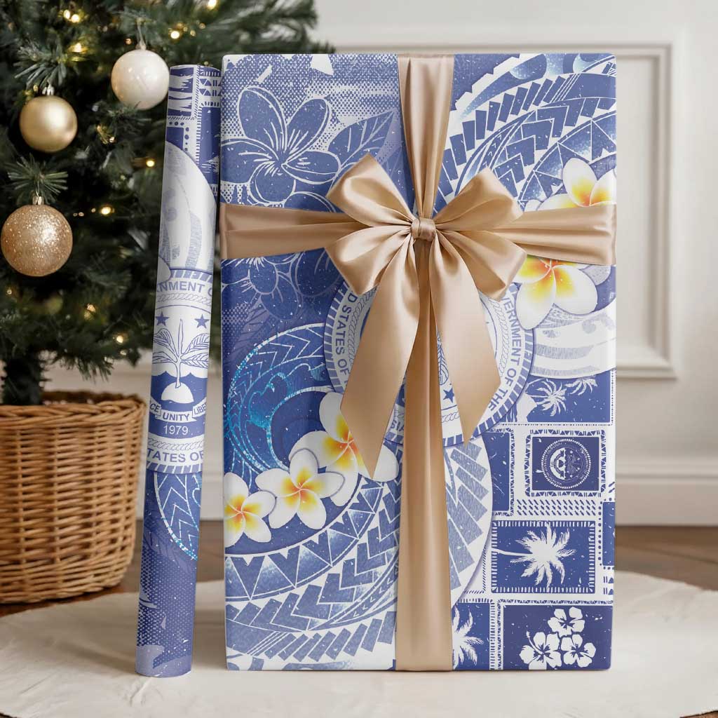 Federated States Of Micronesia Christmas Wrapping Paper Retro Style Bright Version - Polynesian Pride