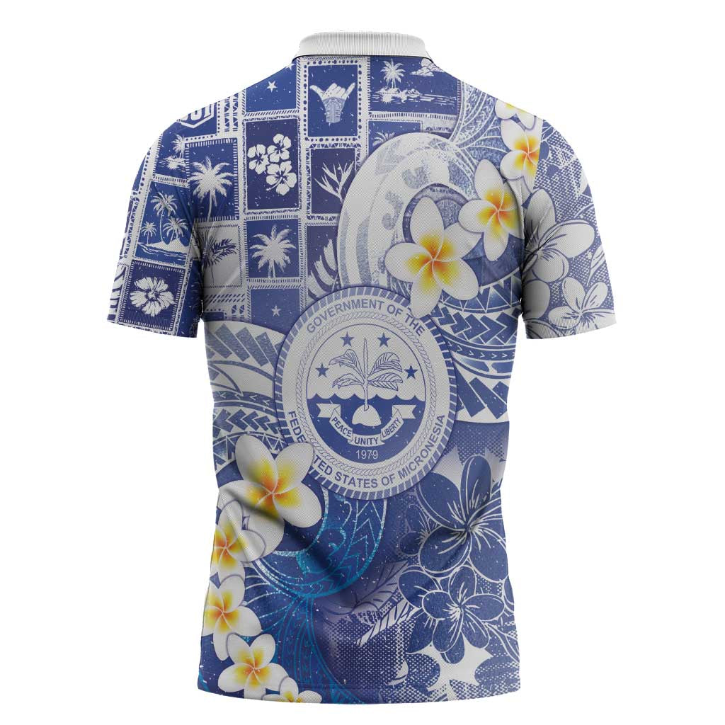 Federated States Of Micronesia Christmas Zipper Polo Shirt Retro Style Bright Version - Polynesian Pride