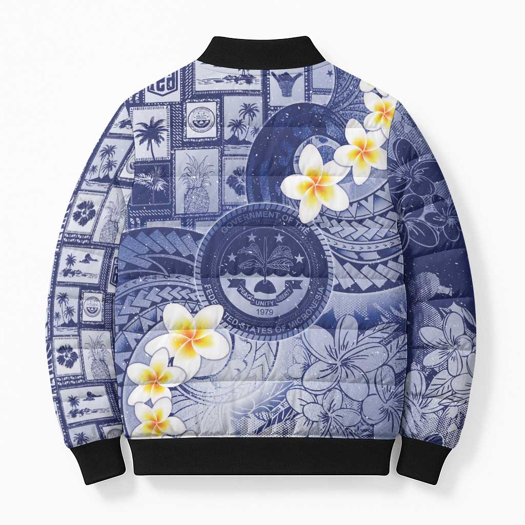 Federated States Of Micronesia Christmas Bomber Puffer Jacket Retro Style Dark Version - Polynesian Pride