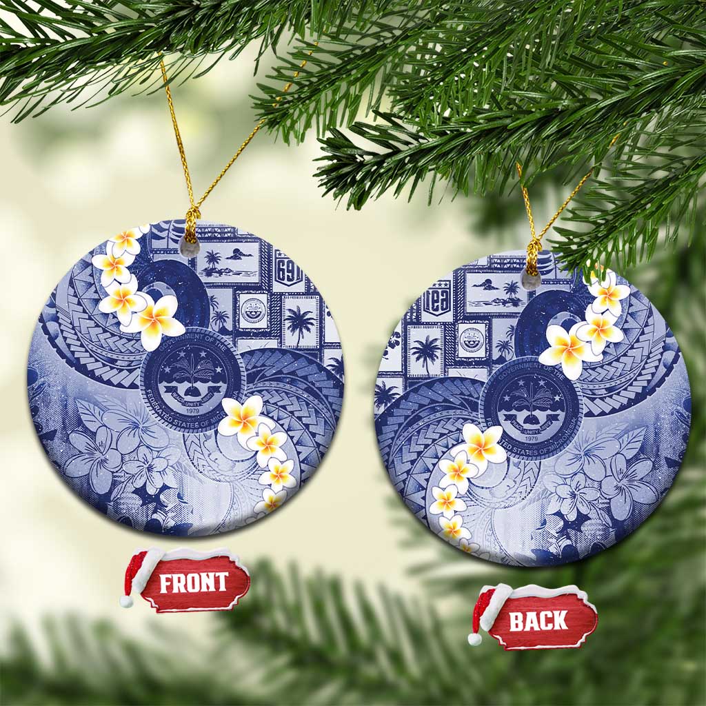 Federated States Of Micronesia Christmas Ceramic Ornament Retro Style Dark Version - Polynesian Pride