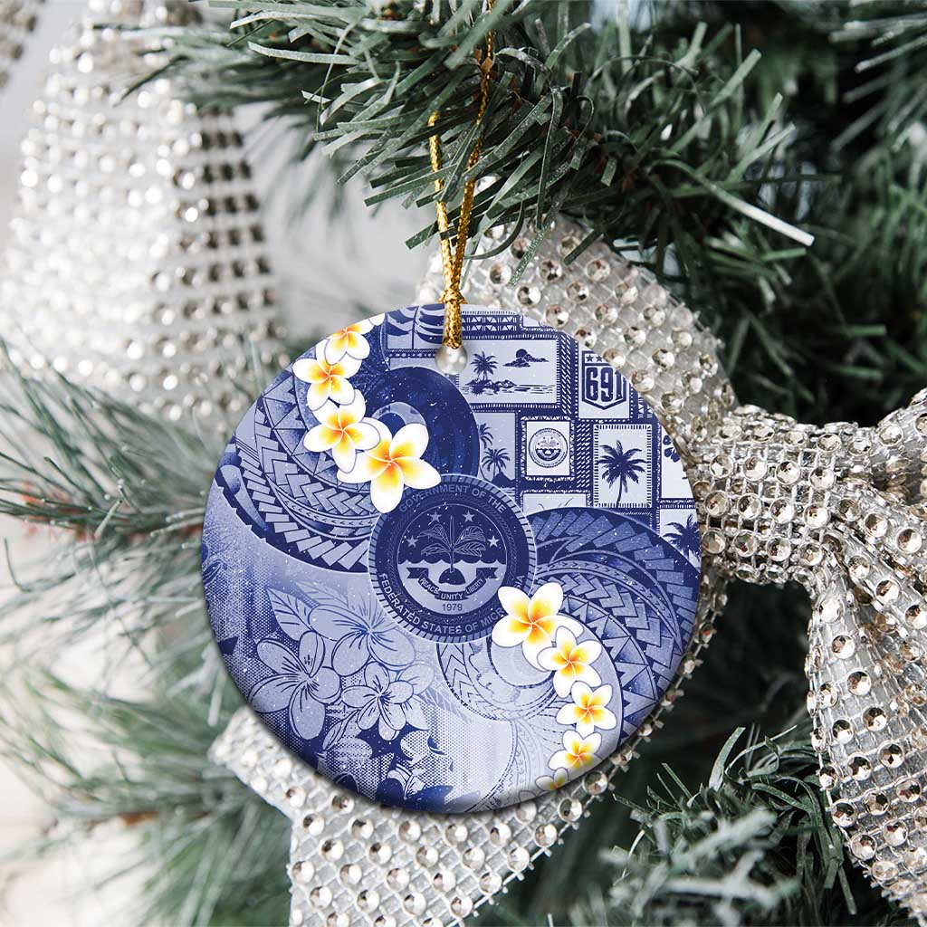 Federated States Of Micronesia Christmas Ceramic Ornament Retro Style Dark Version - Polynesian Pride