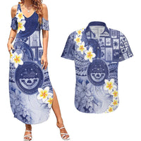 Federated States Of Micronesia Christmas Couples Matching Summer Maxi Dress and Hawaiian Shirt Retro Style Dark Version - Polynesian Pride