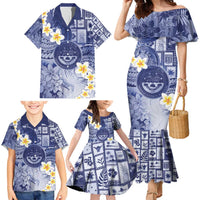 Federated States Of Micronesia Christmas Family Matching Mermaid Dress and Hawaiian Shirt Retro Style Dark Version - Polynesian Pride