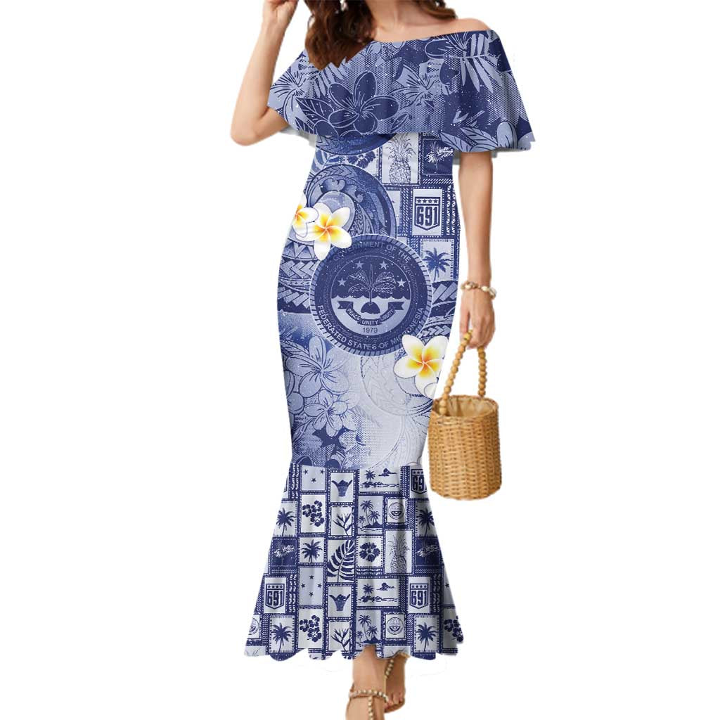 Federated States Of Micronesia Christmas Family Matching Mermaid Dress and Hawaiian Shirt Retro Style Dark Version - Polynesian Pride