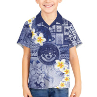 Federated States Of Micronesia Christmas Family Matching Off The Shoulder Long Sleeve Dress and Hawaiian Shirt Retro Style Dark Version - Polynesian Pride