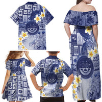Federated States Of Micronesia Christmas Family Matching Off Shoulder Maxi Dress and Hawaiian Shirt Retro Style Dark Version - Polynesian Pride