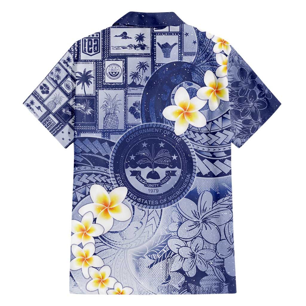 Federated States Of Micronesia Christmas Family Matching Off Shoulder Maxi Dress and Hawaiian Shirt Retro Style Dark Version - Polynesian Pride