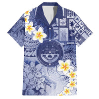 Federated States Of Micronesia Christmas Family Matching Off Shoulder Short Dress and Hawaiian Shirt Retro Style Dark Version - Polynesian Pride