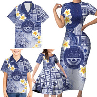 Federated States Of Micronesia Christmas Family Matching Short Sleeve Bodycon Dress and Hawaiian Shirt Retro Style Dark Version - Polynesian Pride
