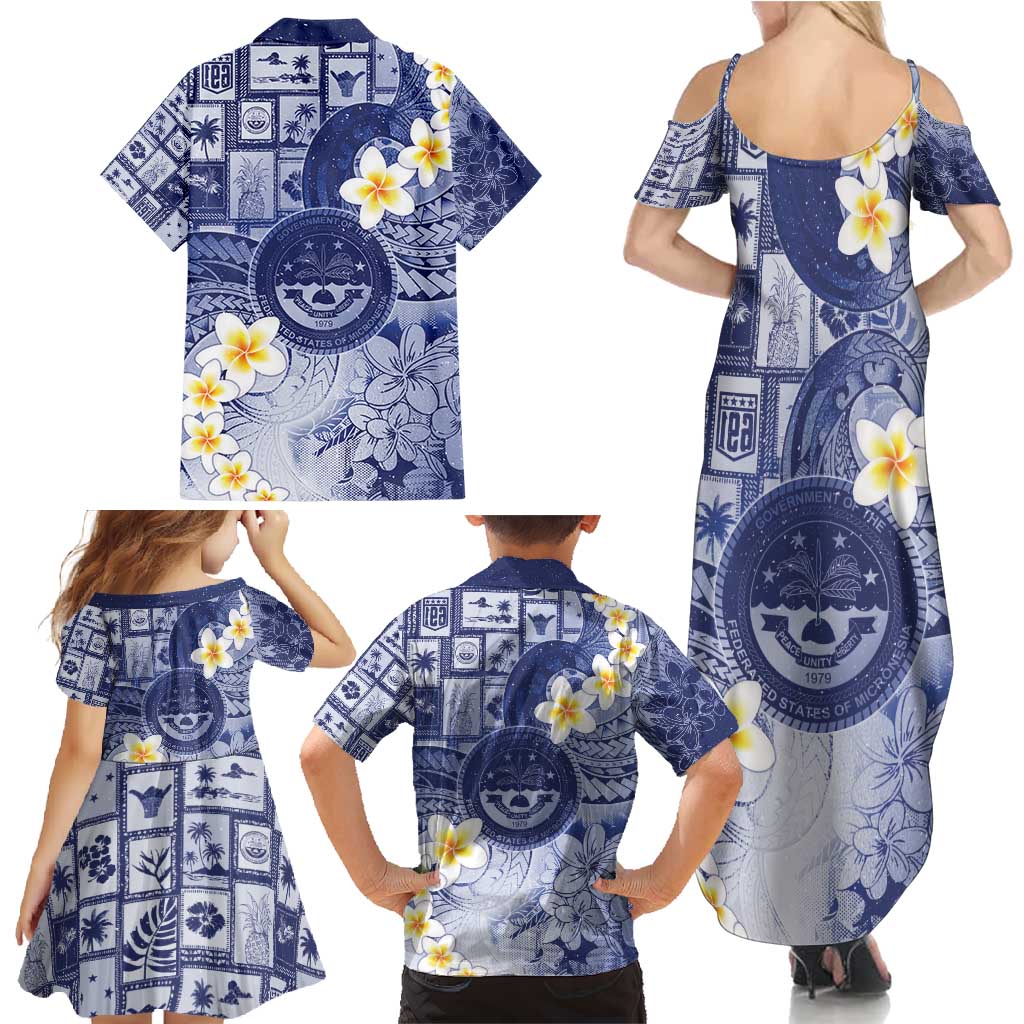 Federated States Of Micronesia Christmas Family Matching Summer Maxi Dress and Hawaiian Shirt Retro Style Dark Version - Polynesian Pride