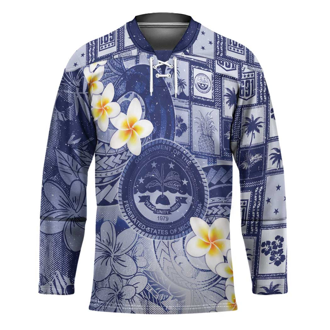 Federated States Of Micronesia Christmas Hockey Jersey Retro Style Dark Version - Polynesian Pride