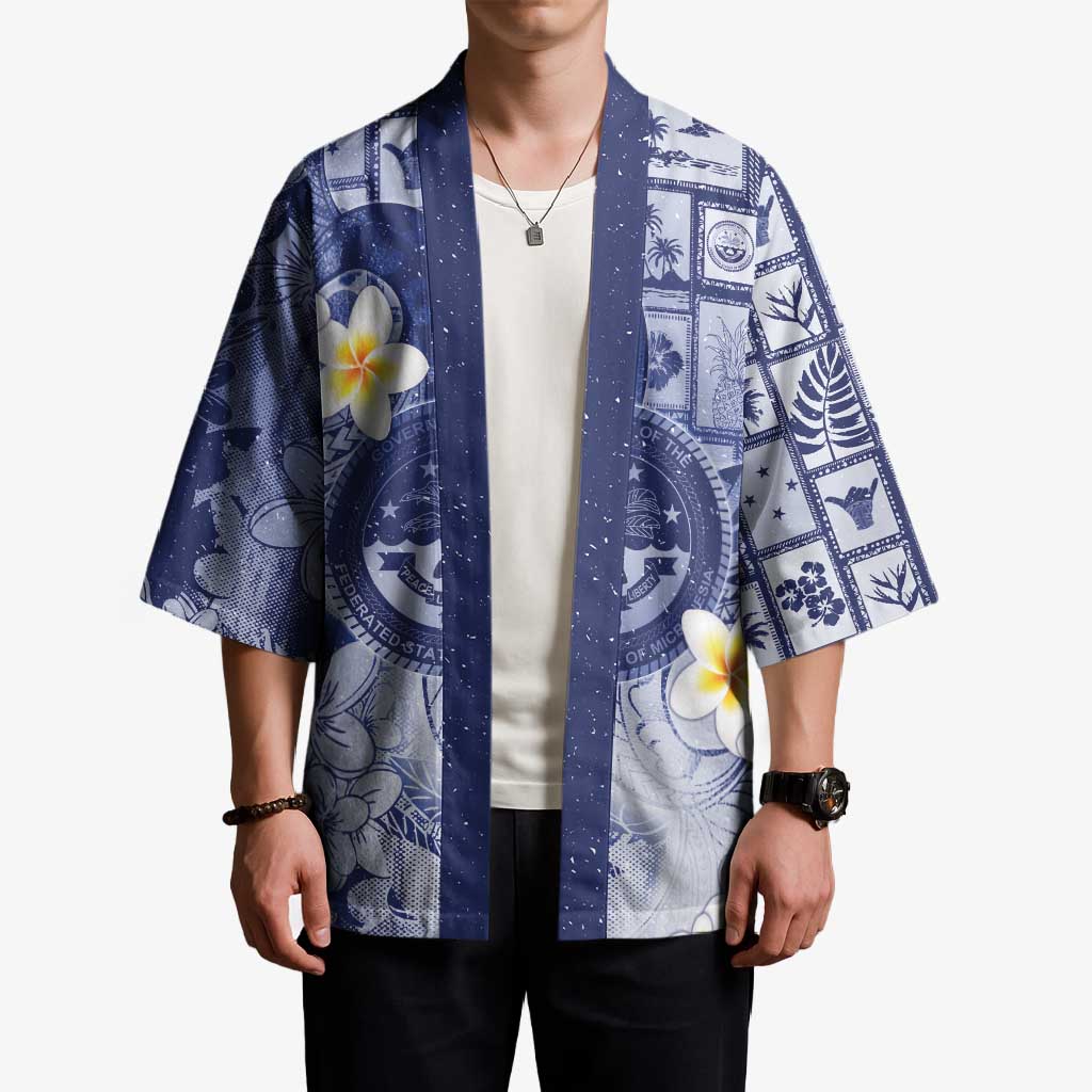 Federated States Of Micronesia Christmas Kimono Retro Style Dark Version - Polynesian Pride