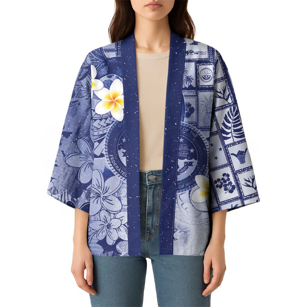 Federated States Of Micronesia Christmas Kimono Retro Style Dark Version - Polynesian Pride