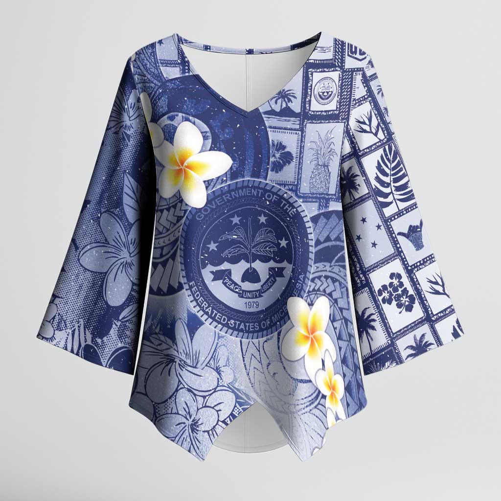 Federated States Of Micronesia Christmas Kimono Sleeve Blouse Retro Style Dark Version - Polynesian Pride