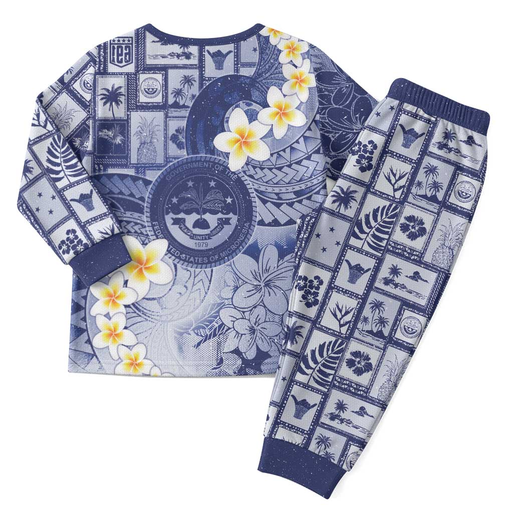 Federated States Of Micronesia Christmas Pajama Set Retro Style Dark Version - Polynesian Pride
