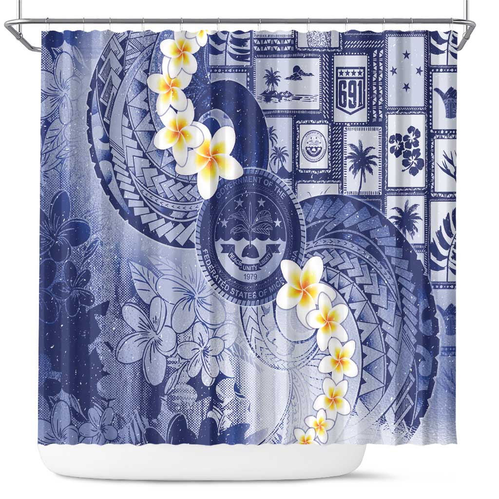 Federated States Of Micronesia Christmas Shower Curtain Retro Style Dark Version - Polynesian Pride