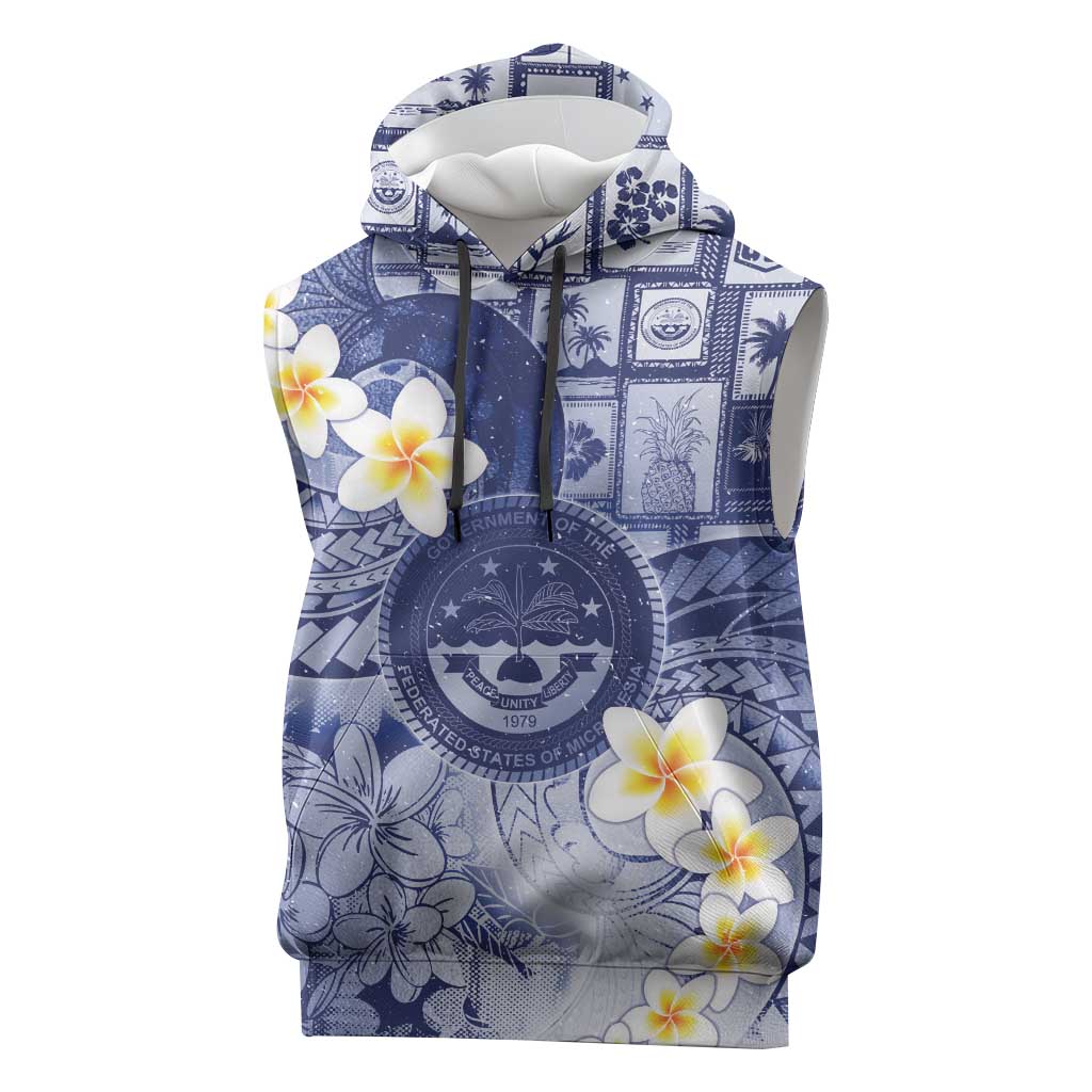 Federated States Of Micronesia Christmas Sleeveless Hoodie Retro Style Dark Version - Polynesian Pride