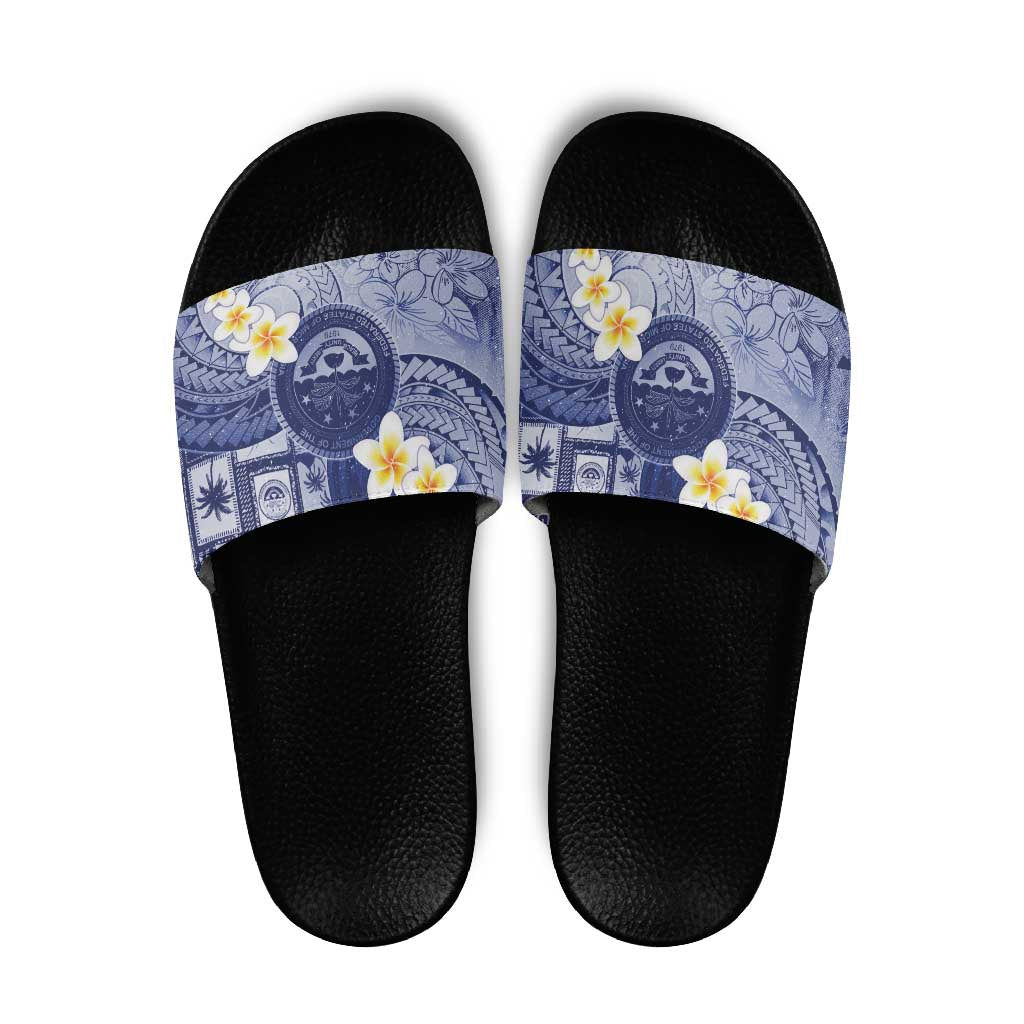 Federated States Of Micronesia Christmas Slide Sandals Retro Style Dark Version - Polynesian Pride