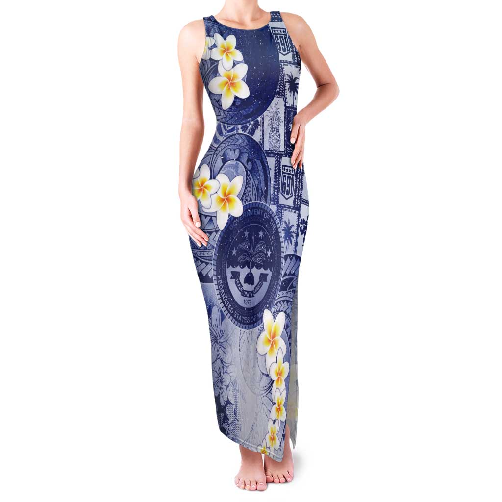 Federated States Of Micronesia Christmas Tank Maxi Dress Retro Style Dark Version - Polynesian Pride
